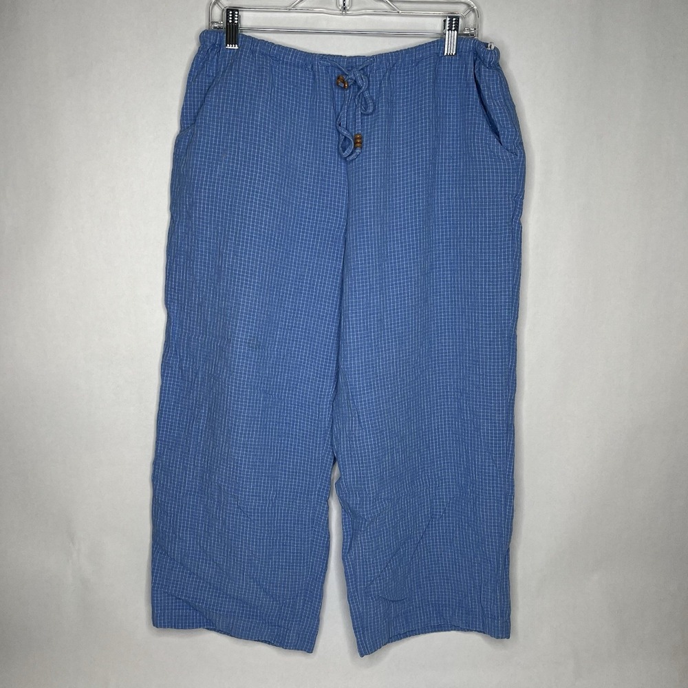 Very 90s Jones New York Sport Size 12 Women Linen Blend Cropped Pants Blue Match